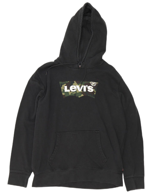 Мужской джемпер с капюшоном с рисунком Levi's XL, черный хлопок