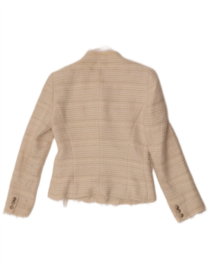 Женский пиджак на 4 пуговицах Zara UK 10, маленький кремовый белый