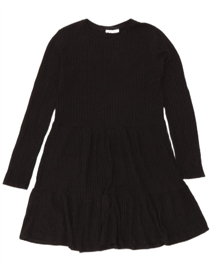 Женское трикотажное многоярусное платье Zara UK 12, средний черный