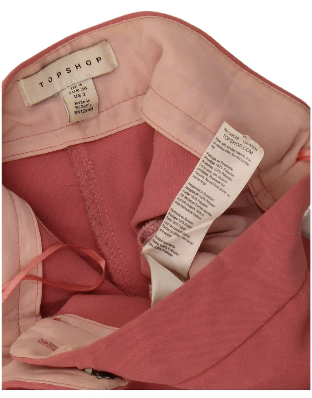 Topshop Женские укороченные брюки Bootcut UK 6 XS W26 L23 Розовый полиэстер