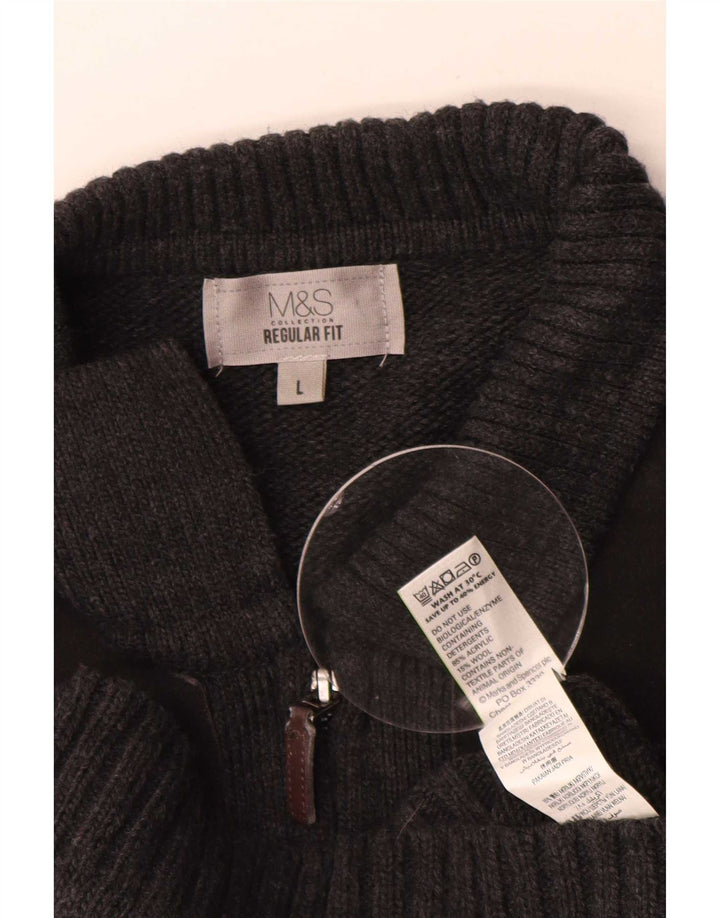 Мужской кардиган стандартного кроя Marks & Spencer, большой серый акрил