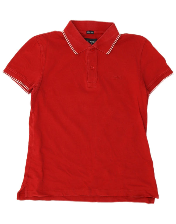 Armani Jeans Womens Skinny Polo Shirt UK 14 Medium Red