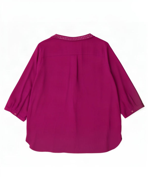 Женская блузка с рукавом 3/4 Marks & Spencer UK 24 4XL Фиолетовый полиэстер