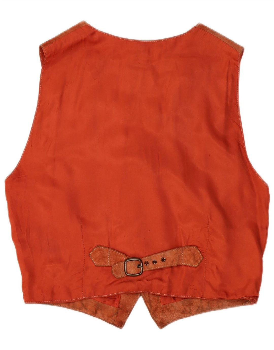 Винтажный мужской замшевый жилет маленького размера из коричневой кожи