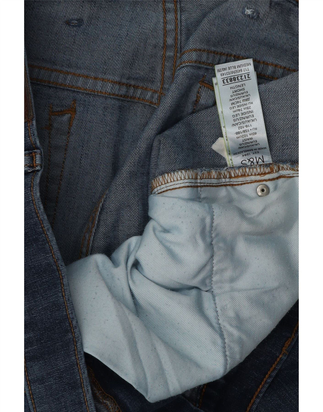 Мужские прямые джинсы Marks & Spencer W40 L29 синие, хлопок