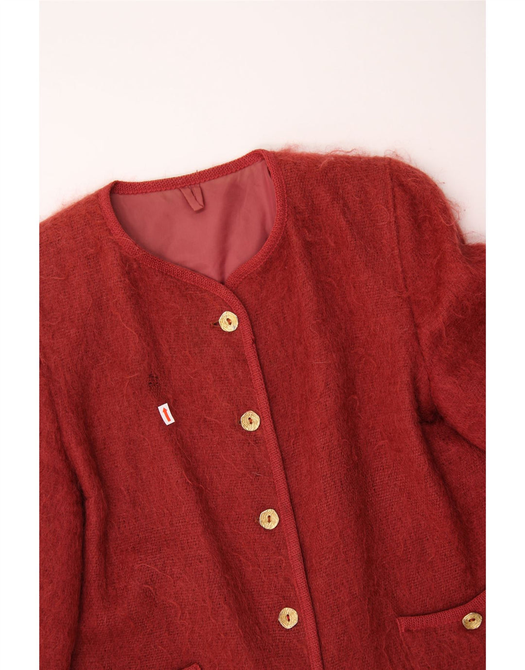 VINTAGE Womens 5 Button Blazer Jacket UK 14 Medium Red Wool Vintage Vintage and Second-Hand Vintage from Messina Hembry 