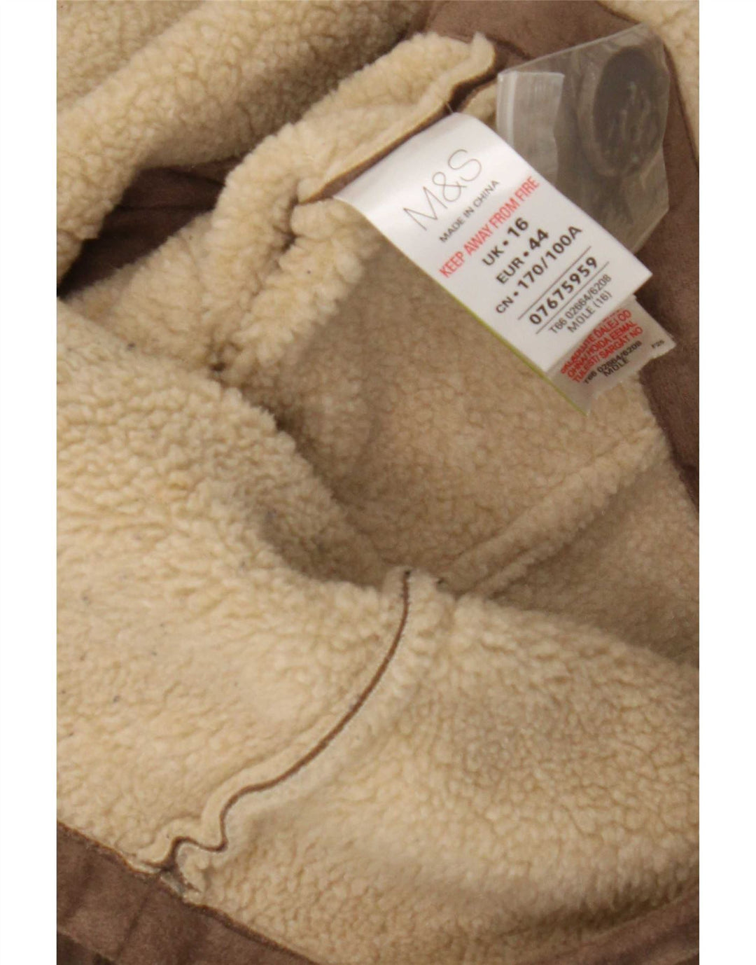 Женская куртка из шерпы Marks & Spencer UK 16, большая, коричневая, из полиэстера