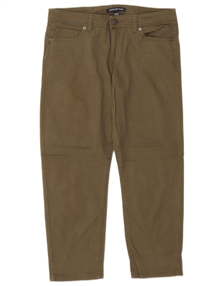 CALVIN KLEIN Женские зауженные укороченные брюки США 12, большие W34 L26, хаки