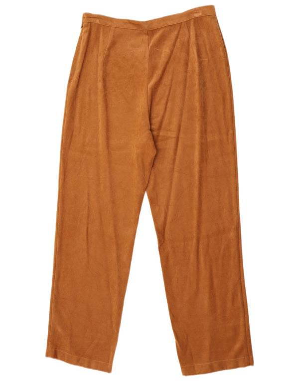 Винтажные женские прямые повседневные брюки с высокой талией W30 L36 коричневые вискозные