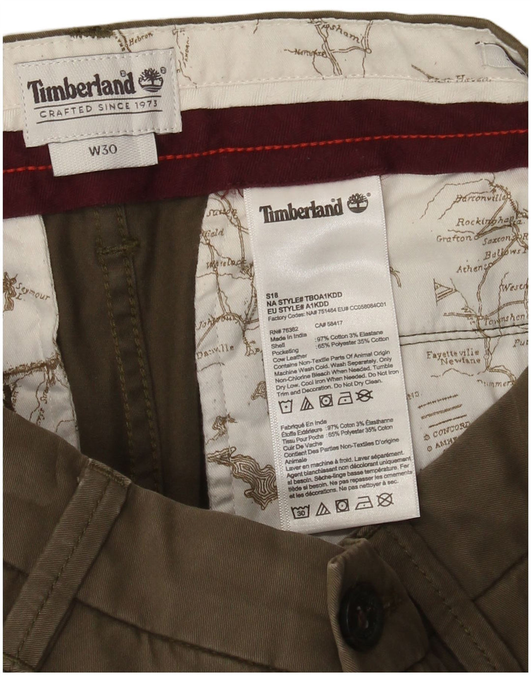 Мужские шорты чинос Timberland W30, средний цвет хаки, хлопок