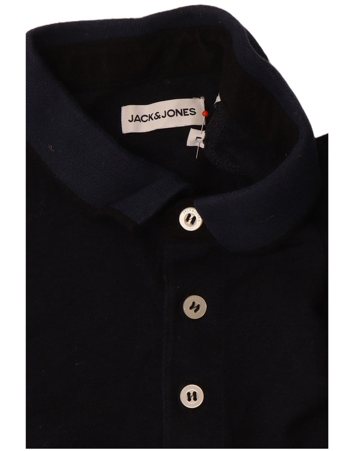 Мужская рубашка-поло Jack & Jones, темно-синяя, с цветными блоками