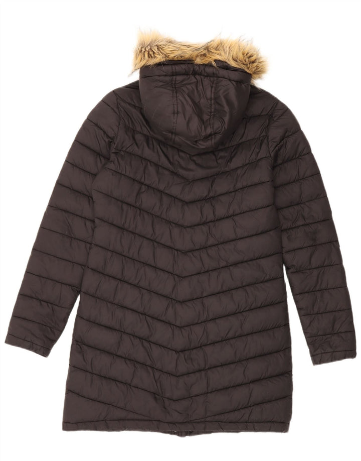 Женское стеганое пальто с капюшоном Superdry UK 12, средний черный нейлон