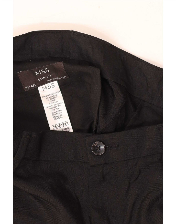 Мужские повседневные брюки приталенного кроя Marks & Spencer W32 L31, черный полиэстер