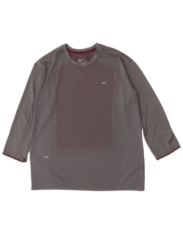 Мужской топ с рукавом 3/4 Nike 2XL, серый с цветными блоками