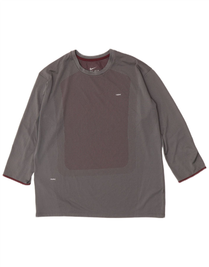 Мужской топ с рукавом 3/4 Nike 2XL, серый с цветными блоками