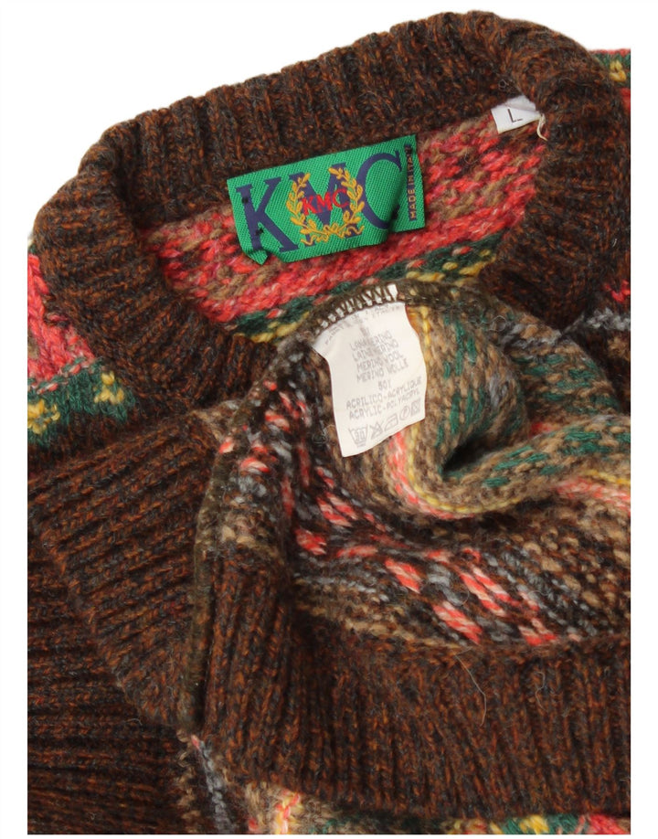 ВИНТАЖНЫЙ женский джемпер с круглым вырезом, Великобритания, 16, большой, разноцветный