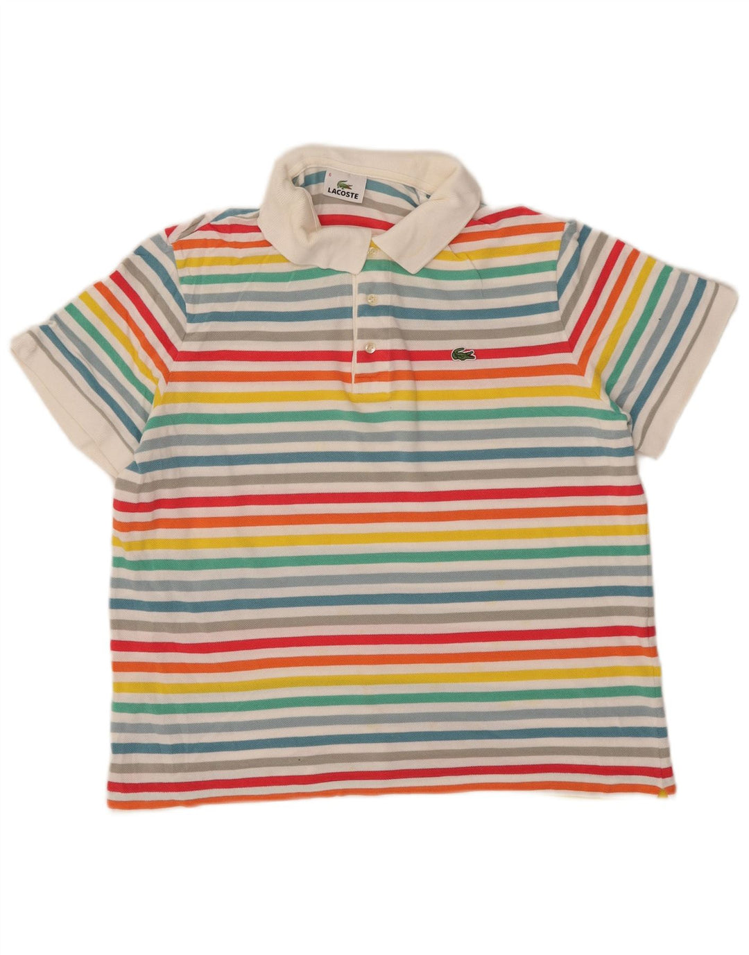 Мужская рубашка-поло Lacoste, размер 6 XL, хлопок в разноцветную полоску