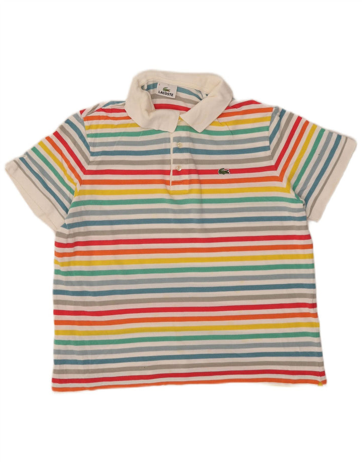 Мужская рубашка-поло Lacoste, размер 6 XL, хлопок в разноцветную полоску