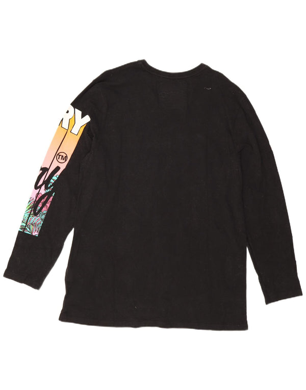 Женский топ с рисунком Superdry с длинным рукавом UK 18 XL, черный хлопок