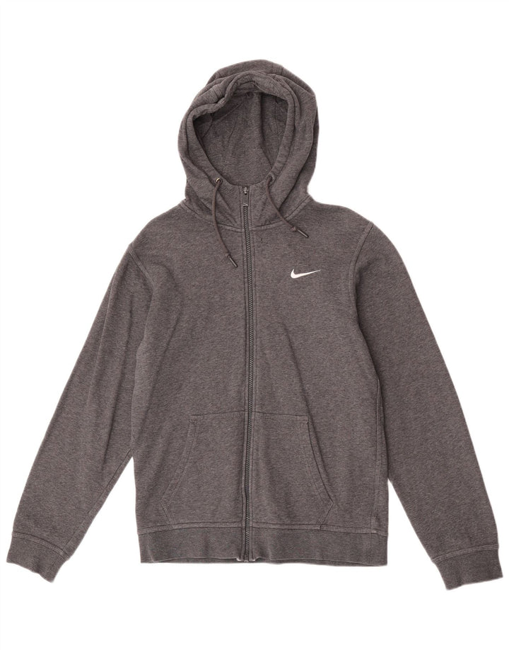 Мужской свитер с капюшоном на молнии Nike, маленький серый, хлопковый