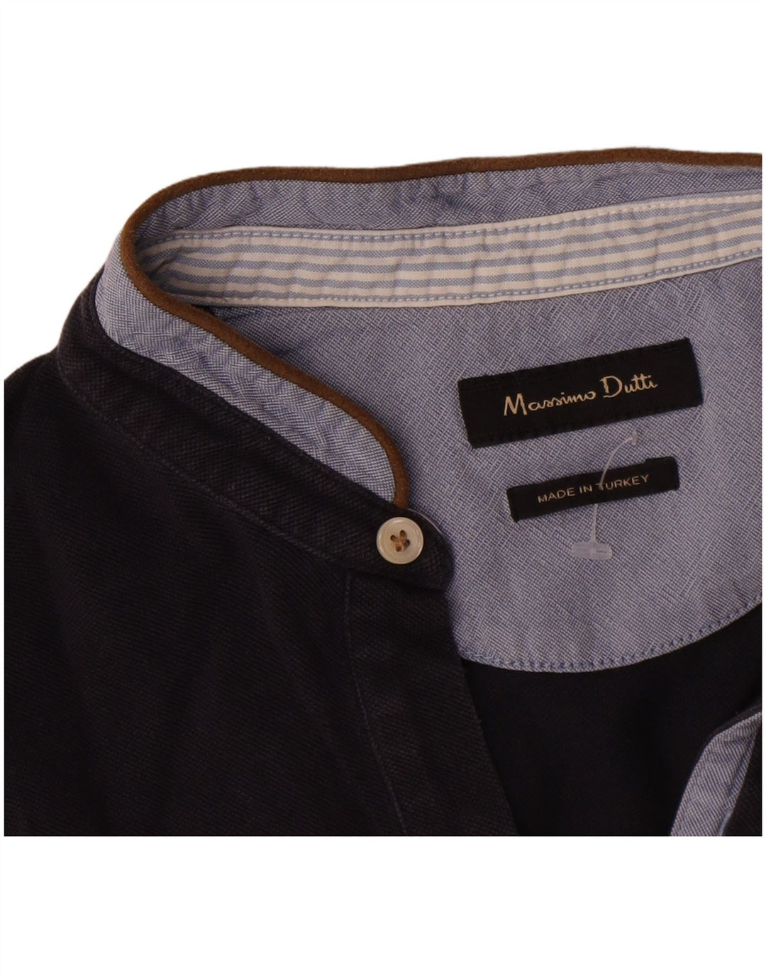 Мужская рубашка-поло Massimo Dutti, средний темно-синий, хлопок с цветными блоками