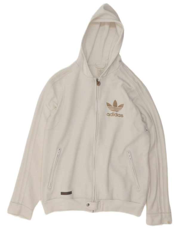 Мужской свитер с капюшоном на молнии Adidas XL, белый полиэстер