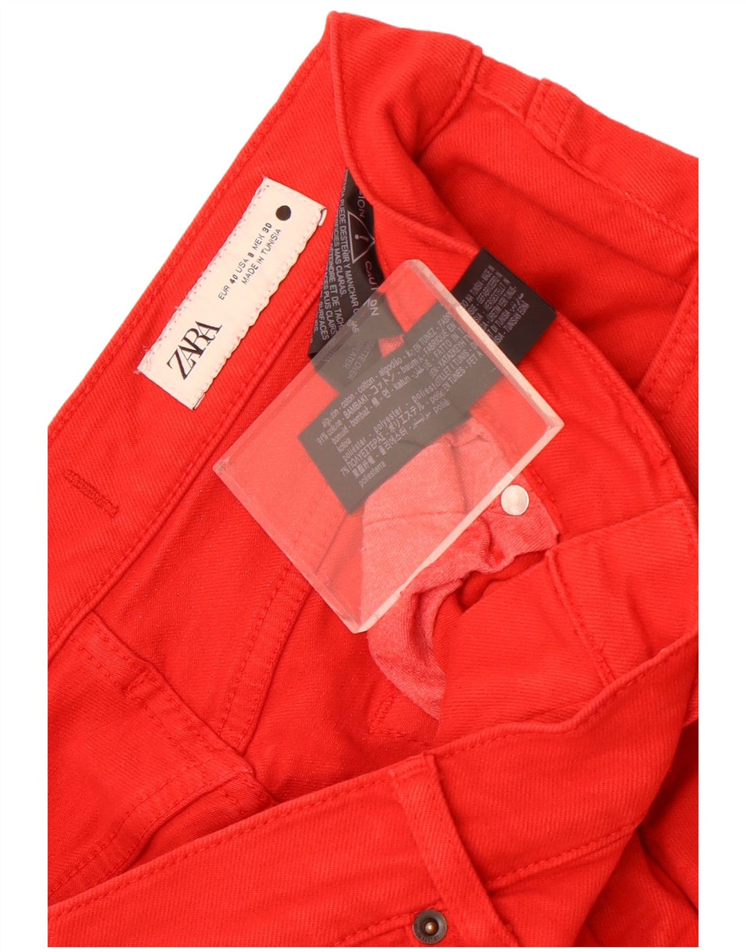 Женские прямые джинсы Zara EU 40 Medium W30 L27, красный хлопок