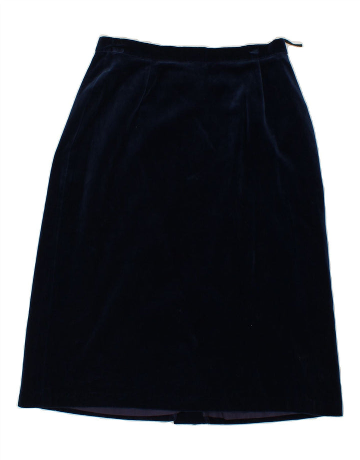 VINTAGE Womens Velvet A-Line Skirt W28 Medium  Navy Blue Vintage Vintage and Second-Hand Vintage from Messina Hembry 