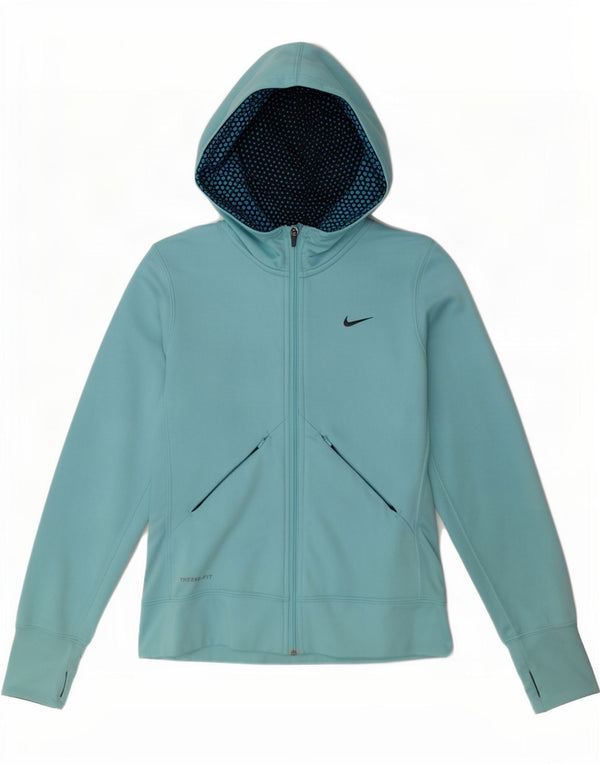 Свитер с капюшоном и молнией Nike Therma-Fit для девочек 12–13 лет, большой синий полиэстер
