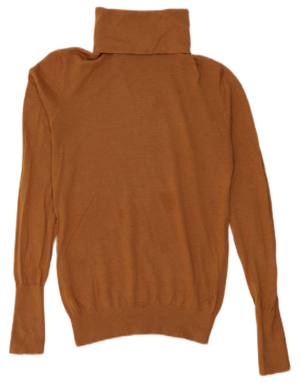 Женский джемпер с высоким воротником Zara UK 12, средний коричневый модальный свитер