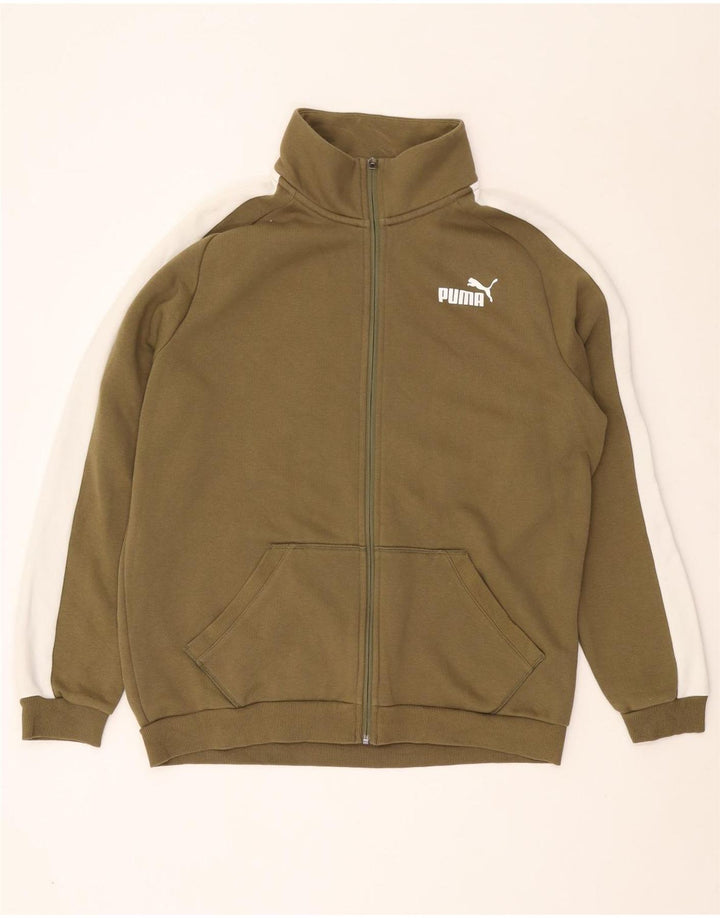 Мужской спортивный костюм PUMA, большая куртка из хлопка с цветными блоками цвета хаки