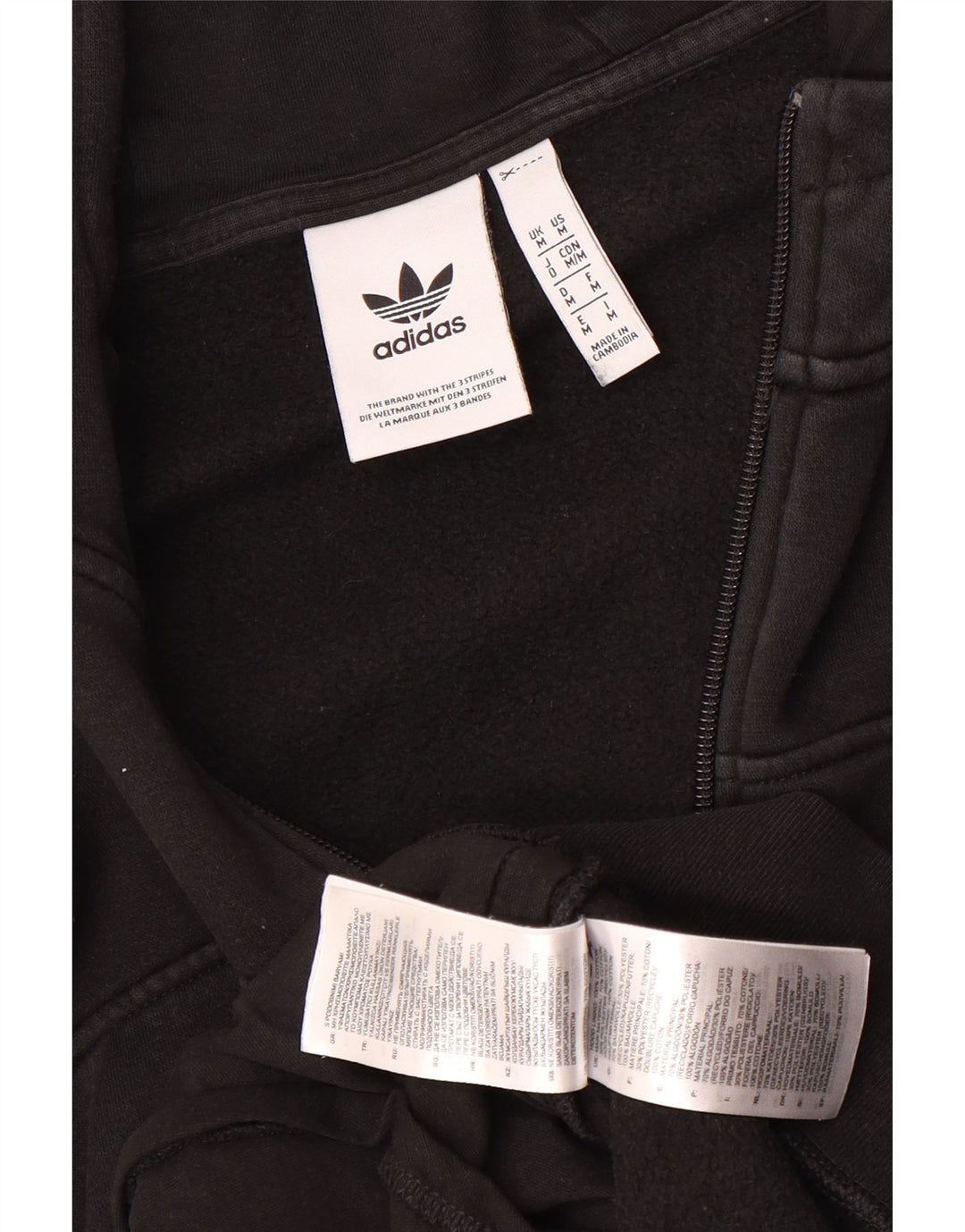 Мужской свитер с капюшоном на молнии Adidas среднего размера, черный, хлопок