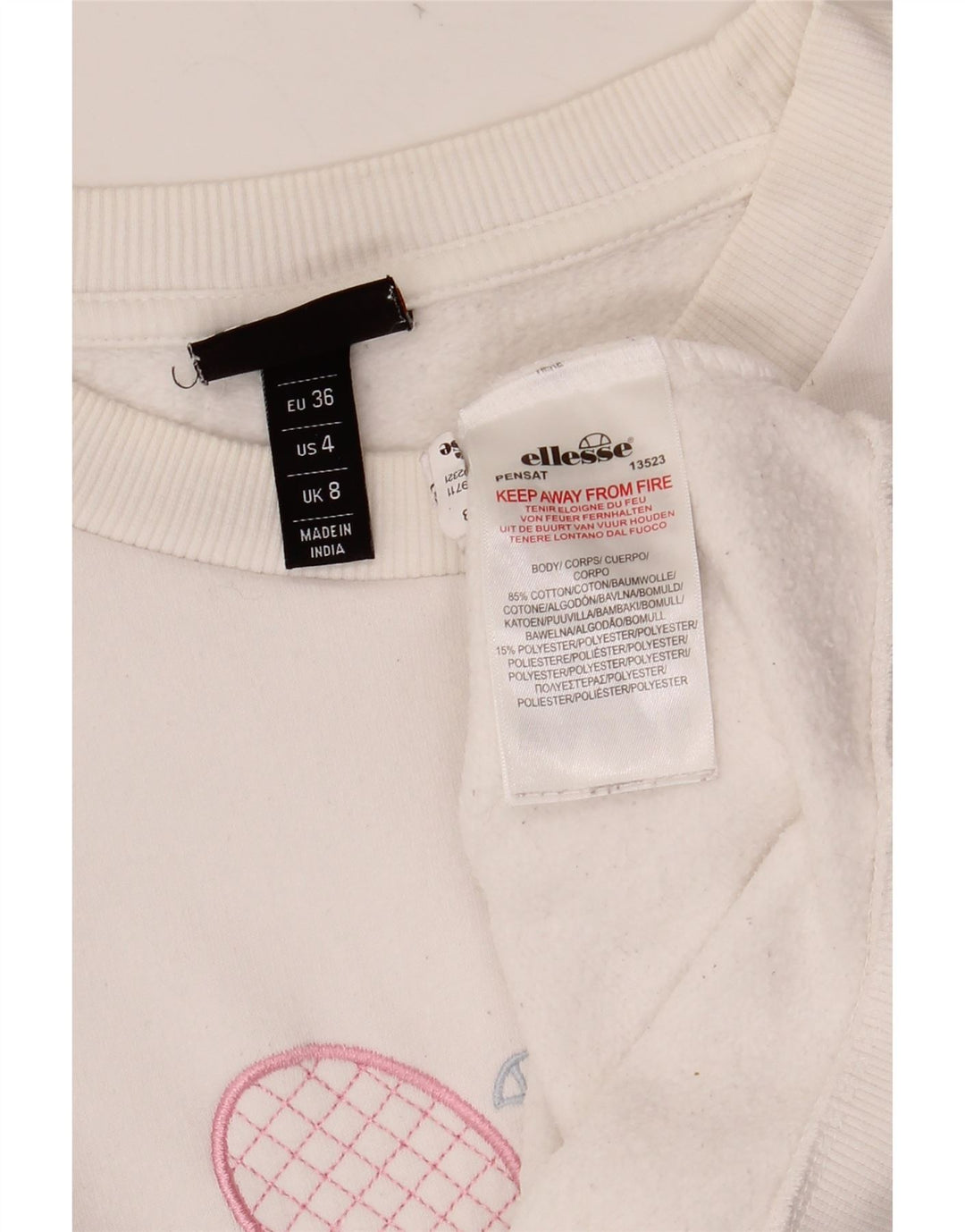 ELLESSE Женский свитер оверсайз с графическим рисунком UK 8, маленький белый хлопок