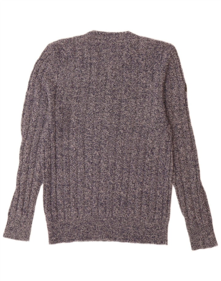 Мужской свитер Superdry с круглым вырезом, большой темно-синий в крапинку из овечьей шерсти