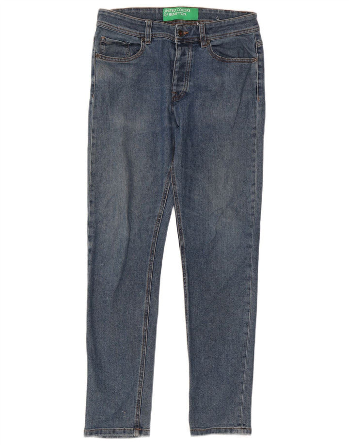 Мужские узкие джинсы Benetton W31 L30 синие, хлопок