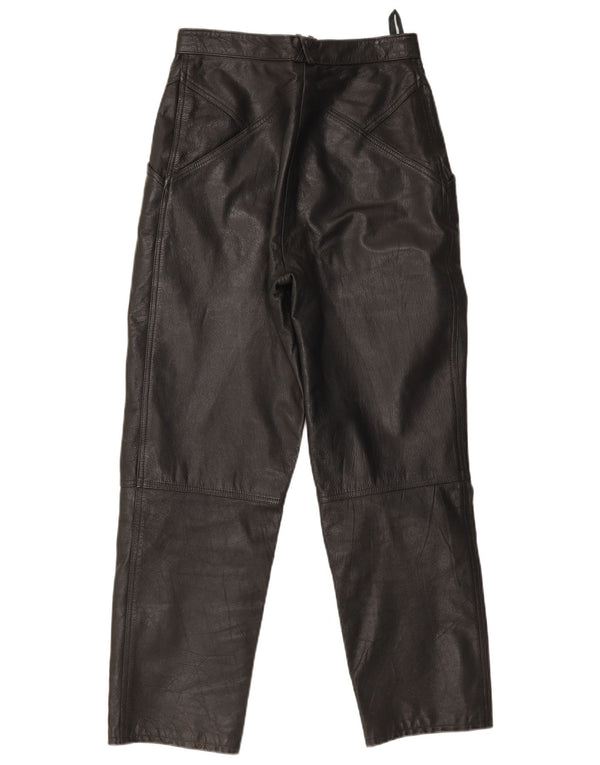 Винтажные женские кожаные брюки W28 L30 черные