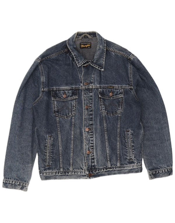 Wrangler Mens Denim Jacket UK 42 XL Navy Blue Cotton
