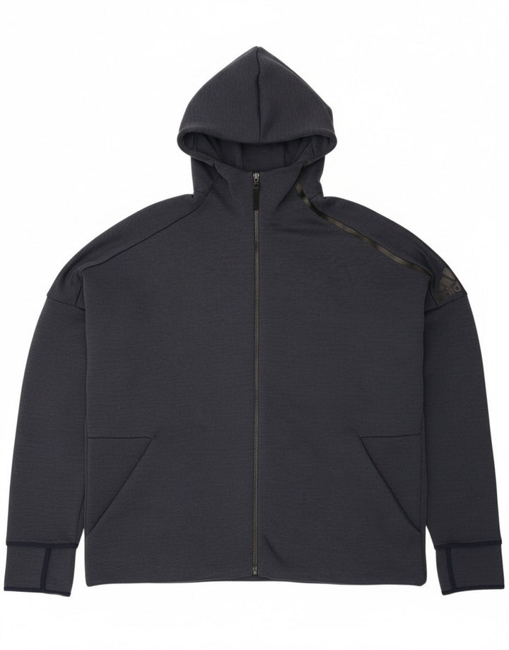 Мужской свитер с капюшоном на молнии Adidas 2XL темно-синий из полиэстера