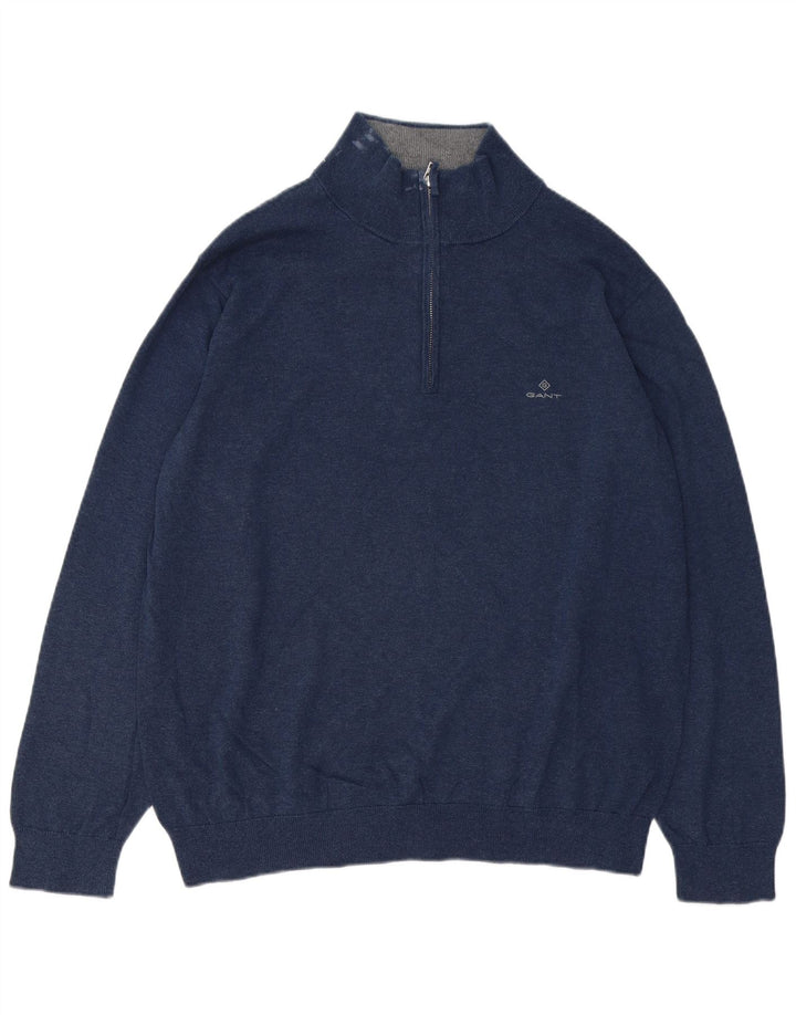 Мужской свитер Gant на молнии с воротником 2XL, темно-синий, хлопок