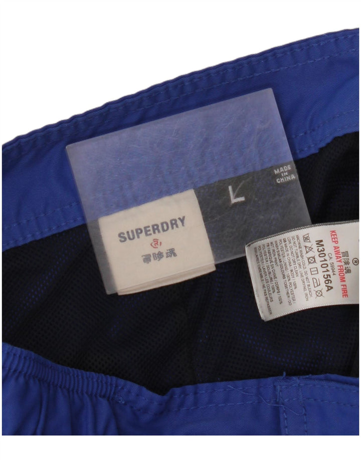 SUPERDRY Мужские шорты для плавания с рисунком, большие синие, полиэстер