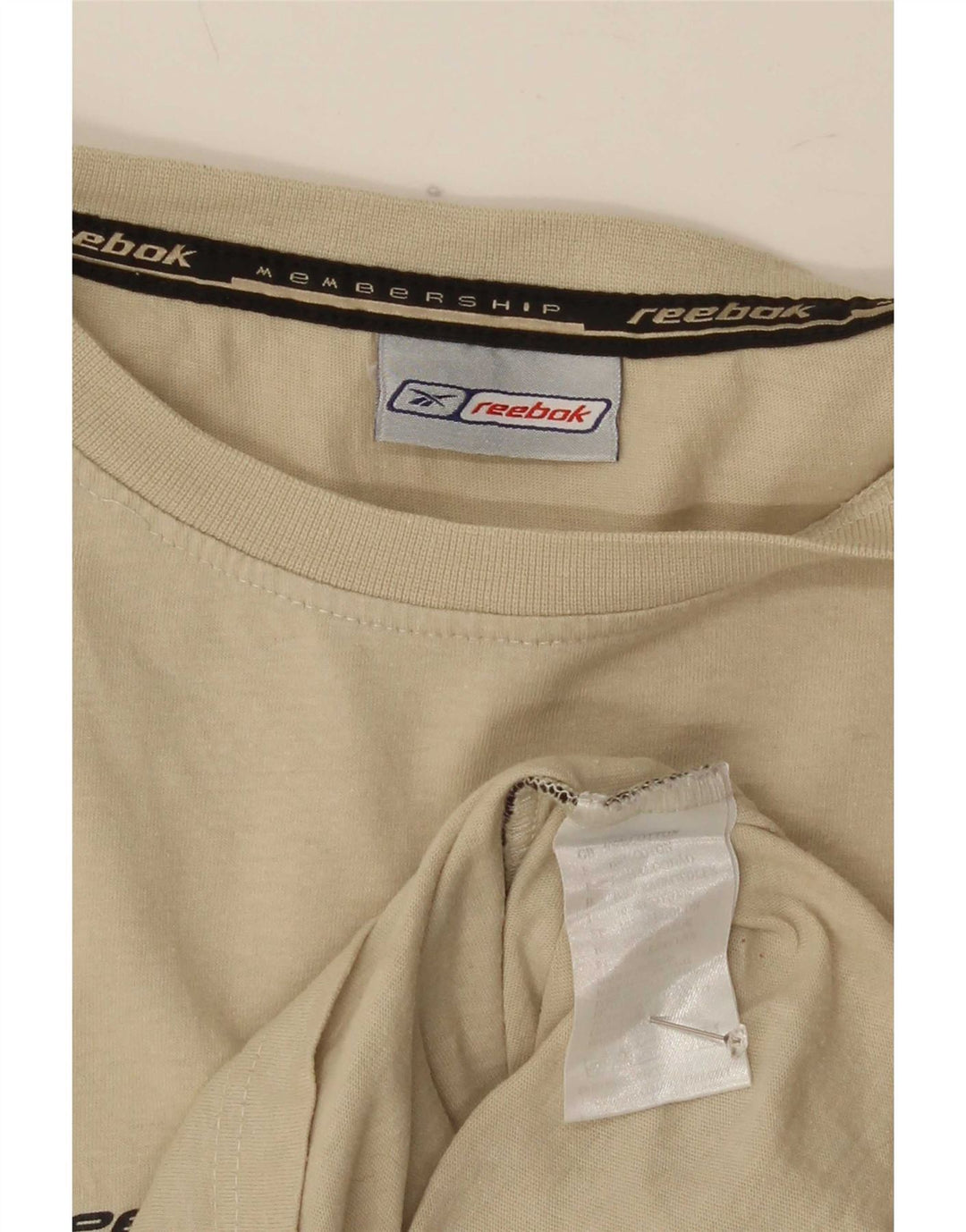 Мужская футболка с рисунком Reebok, хлопковый топ среднего бежевого цвета