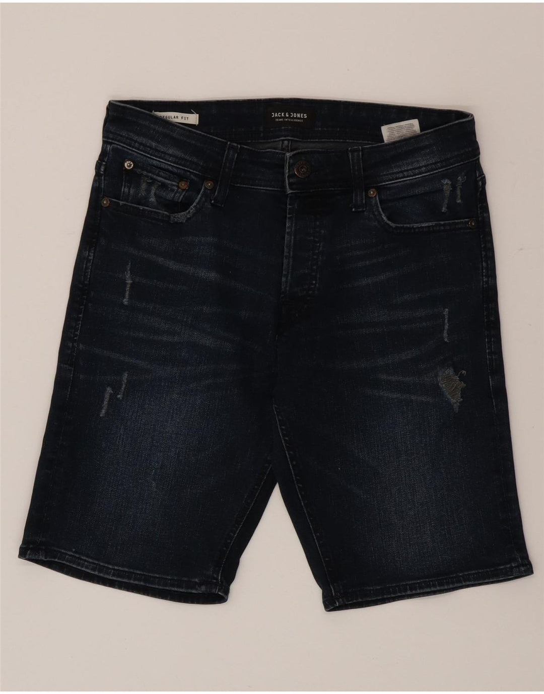 Jack & Jones Мужские джинсовые шорты стандартного кроя, маленькие W29, темно-синие, хлопок