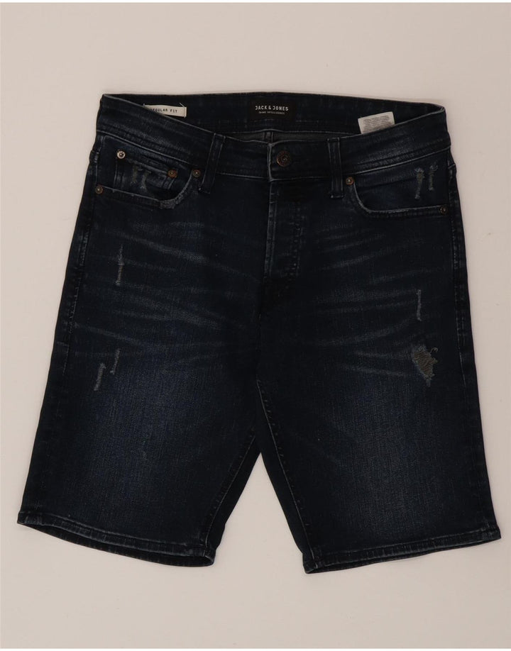 Jack & Jones Мужские джинсовые шорты стандартного кроя, маленькие W29, темно-синие, хлопок