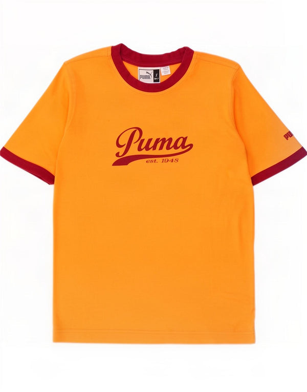Мужская футболка с рисунком Puma, маленькая оранжевая хлопковая футболка с цветными блоками