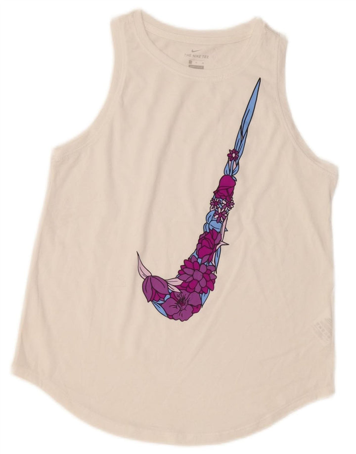 Майка с графическим рисунком NIKE для девочек 13–14 лет, размер XL, белый полиэстер