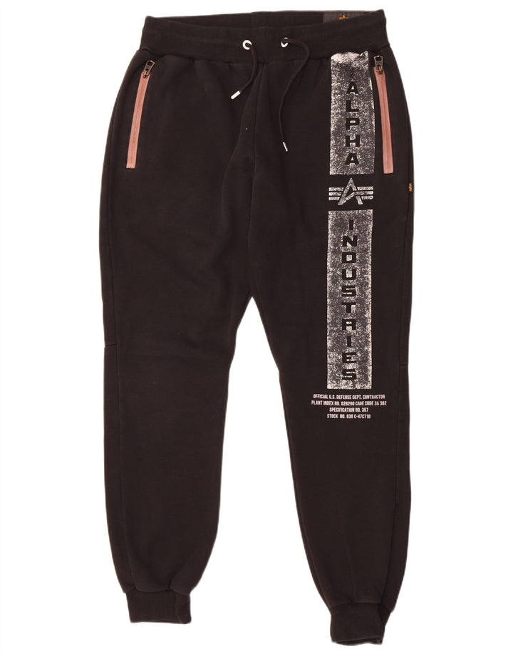 Мужские спортивные брюки с графическим рисунком Alpha Industries, джоггеры, средний черный