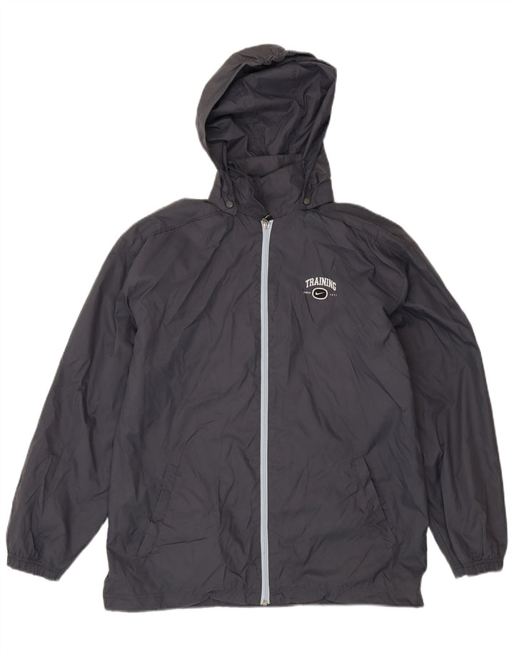 NIKE Boys Big & Tall Hooded Rain Jacket 13-14 Years XL Grey Polyester