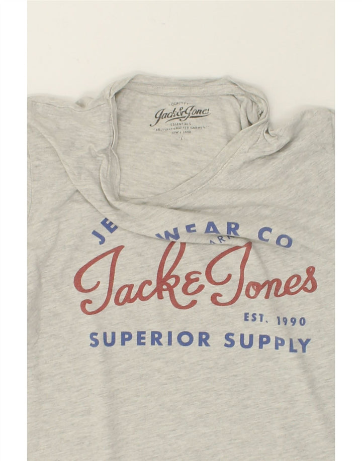 JACK & JONES Mens Graphic T-Shirt Top Large Grey Cotton | Vintage Jack & Jones | Thrift | Second-Hand Jack & Jones | Used Clothing | Messina Hembry 