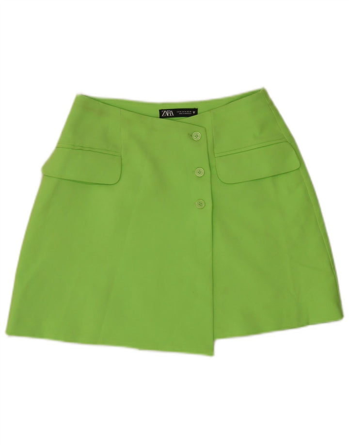 Женская асимметричная юбка Zara Medium W28, зеленый полиэстер