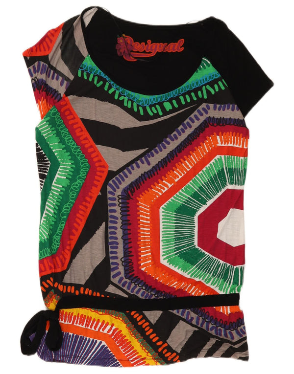 DESIGUAL Womens Graphic T-Shirt Top UK 18 XL Multicoloured Geometric
